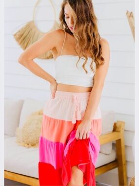 Beautiful color block maxi skirt